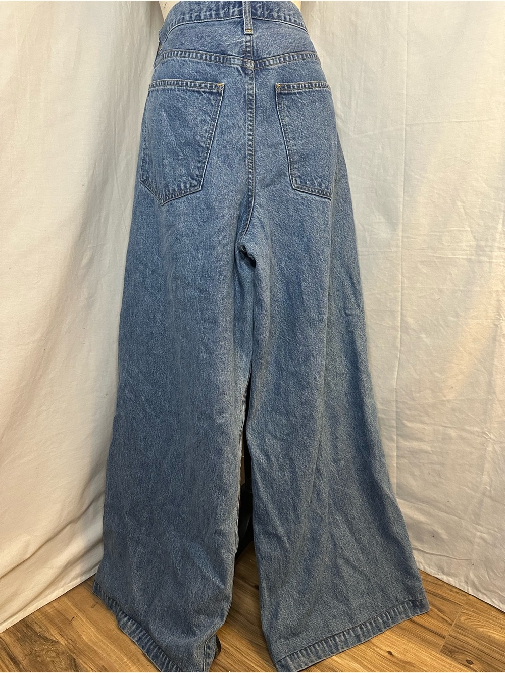 Agolde Wide-Leg High-Rise Blue Denim Jeans - Picture 2 of 8